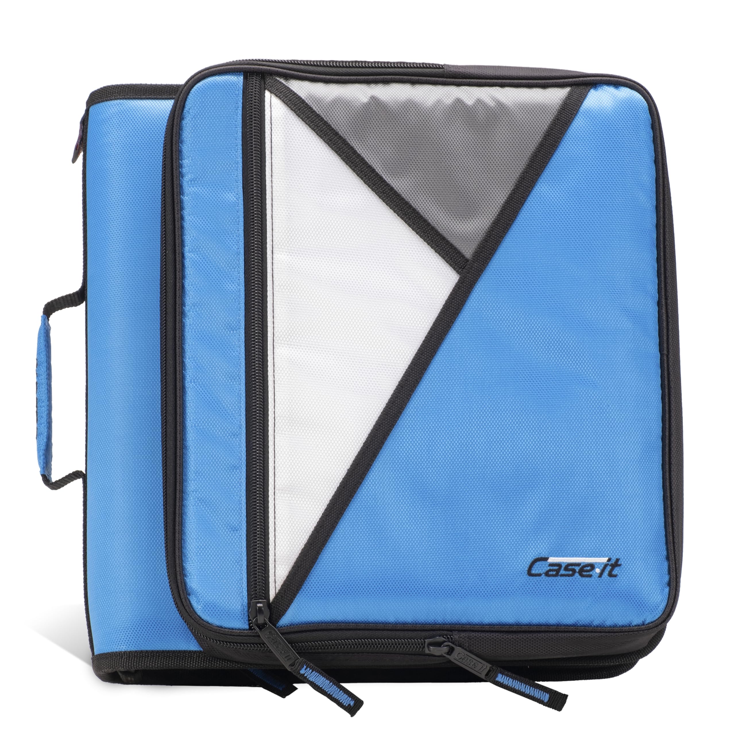 Case-It 2 Inch 3 D-Ring Zipper Binder with Padded Laptop Case Workstation, Shoulder Strap, LT-117, Black